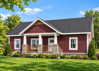 1311 Sq Ft Ranch House Plan with 3 Bedrooms, 2 Bathrooms, and Front and Rear Porches