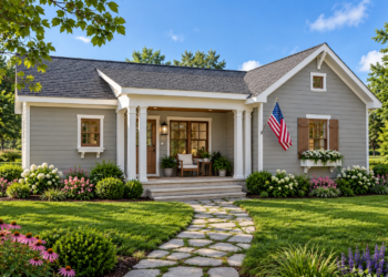 780 Sq Ft Cottage House Plan with 2 Bedrooms, 1 Bathroom, and Front and Rear Porches