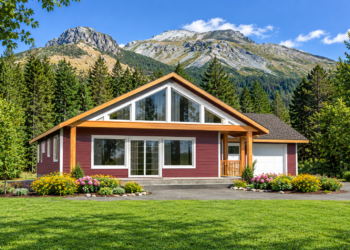 1352-Square-Foot Country House Plan with 2 Bedrooms, 2 Bathrooms, and a 2-Car Garage