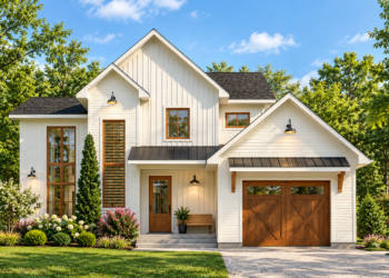 1583 Sq Ft Modern Farmhouse Plan with 3 Bedrooms, 1.5 Bathrooms, and a 1-Car Garage