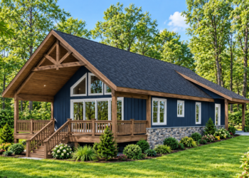 1440-Square-Foot Mountain House Plan with 2 Bedrooms, 1.5 Bathrooms, and a Vaulted Great Room