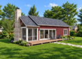 740 Sq Ft Cabin House Plan with 1 Bedroom, 1 Bathroom, and a Screened Porch