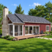 740 Sq Ft Cabin House Plan with 1 Bedroom, 1 Bathroom, and a Screened Porch