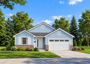 1516-Square-Foot Modern Farmhouse Plan with 3 Bedrooms, 2 Bathrooms, and a 2-Car Garage