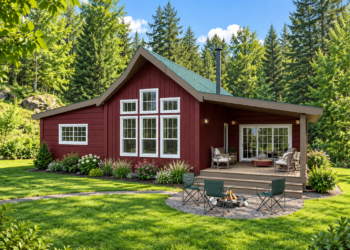 1736 Sq Ft Cabin House Plan with 2–3 Bedrooms, 2 Bathrooms, and a Loft