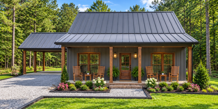 1410 Sq Ft Modern Farmhouse Plan with 3 Bedrooms, 2 Bathrooms, and a 2-Car Garage