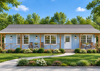 1,056 Sq. Ft. Modern Farmhouse Plan with 3 Bedrooms and 2 Bathrooms