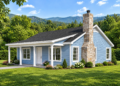 900 Sq Ft Cabin House Plan with 2 Bedrooms, 1 Bathroom, and a Front Porch