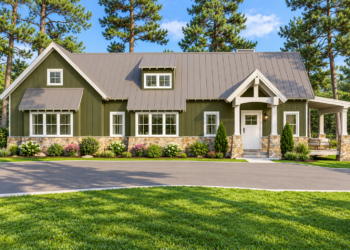 1008-Square-Foot Rugged Country House Plan with 1 Bedroom, 1.5 Bathrooms, and a Vaulted Great Room