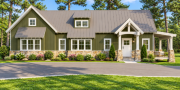 1008-Square-Foot Rugged Country House Plan with 1 Bedroom, 1.5 Bathrooms, and a Vaulted Great Room