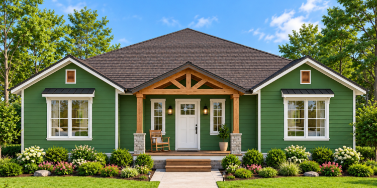 1430-Square-Foot Modern Farmhouse Plan with 2 Bedrooms, 2 Bathrooms, and Vaulted Living Spaces