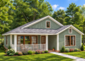 997 Sq Ft Cottage House Plan with 2 Bedrooms, 2 Bathrooms, and a Welcoming Front Porch