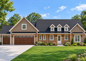 1715-Square-Foot Modern Farmhouse Plan with 1–4 Bedrooms, 1.5–3.5 Bathrooms, and a 3-Car Garage