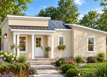 781 Sq Ft Modern Cabin House Plan with 2 Bedrooms, 1 Bathroom, and Charming Front and Rear Porches