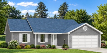 1221-Square-Foot Ranch House Plan with 3 Bedrooms, 2 Bathrooms, and a 2-Car Garage